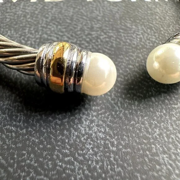 David Yurman Cable Classics Pearls & 14K Gold 7mm Cable Cuff Bracelet - Picture 5 of 5